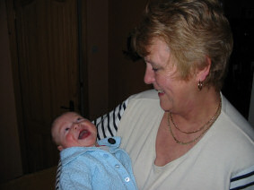 Pam and Jamies first smile, Christmas 2005